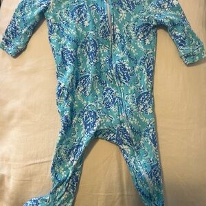 Lilly Pulitzer for Pottery Barn Kids Aqua and Navy Baby Pajamas